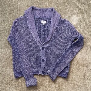 American Eagle Shawl Collar Button-Front Purple Knit Sweater
